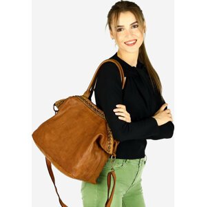 Marco Mazzini Camel dámska shopper kožená kabelka v95c Veľkosť: ONE SIZE