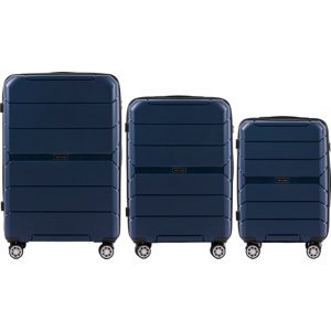 Tmavomodrá sada 3 škrupinových kufrov PP05, Luggage 3 sets (L,M,S) Wings, Blue Veľkosť: Sada kufrov