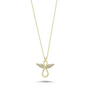 Klenoty Amber Strieborný náhrdelník nekonečno s anjelskými krídlami pozlátený