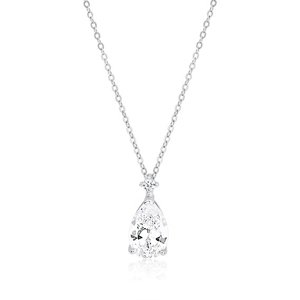 Klenoty Amber Luxusný strieborný náhrdelník s kvapkou zo zirkónu