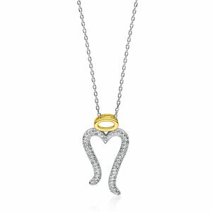 Klenoty Amber Luxusné strieborný náhrdelník prívesok anjelské krídlo