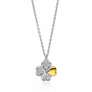 Klenoty Amber Luxusný strieborný náhrdelník prívesok štvorlístok