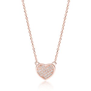 Klenoty Amber Luxusný strieborný náhrdelník srdca zaplnené zirkónmi - rosegold