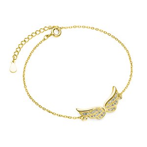 Klenoty Amber Strieborný náramok - anjelské krídla gold