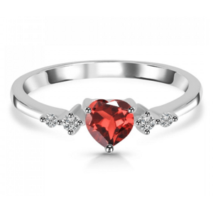 Klenoty Amber Luxusný strieborný prsteň s granátom a topazy Srdiečko Veľkosť: 52