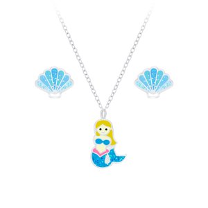 Klenoty Amber Set strieborných šperkov pre dievčatko morská víla