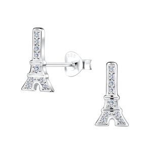 Klenoty Amber Strieborné náušnice Eiffelovka