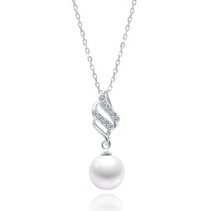 Klenoty Amber Luxusný strieborný náhrdelník - perla