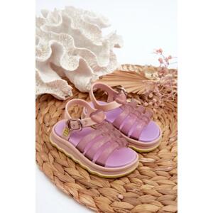 Fialové detské sandále na suchý zips