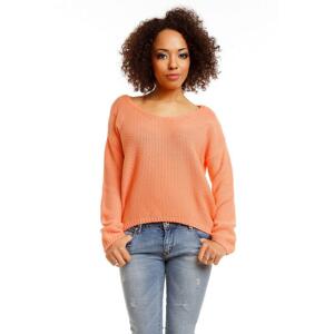 Dámsky krátky módny sveter v oranžovej farbe